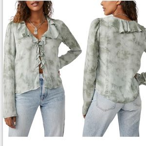 FREE PEOPLE SASHA LONG SLEEVE FLORAL BLOUSE SMALL
